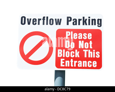 Überlauf Parkplatz Zeichen UK Stockfoto