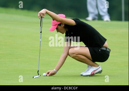 Anne-Lise kaudalen (FRA), Pilsen Golf Masters 2013 Turnier in Dysina, in der Nähe von Pilsen, Tschechische Republik, Freitag, 9. August 2013. Tschechische Republik richtet ein Turnier der besten Europäischen Berufswettbewerb Ladies European Tour. (CTK Foto/Petr Eret) Stockfoto