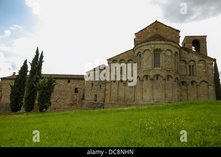 Außerhalb die Pieve di Romena, Tuscany Stockfoto