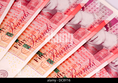 Fünfzig Pfund-Noten Stockfoto