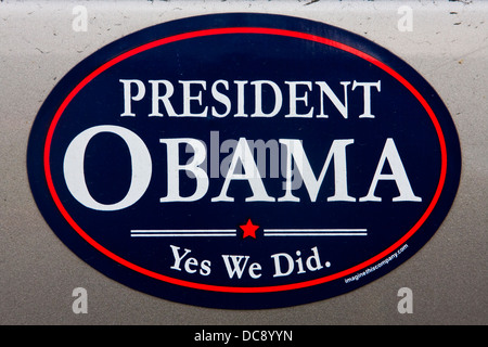"Präsident Obama - ja wir haben." politischen Aufkleber. Stockfoto