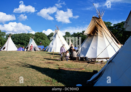 Tipi-Feld bei Glastonbury Festival UK Stockfoto