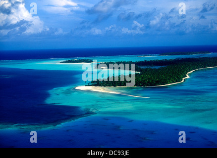 Luftaufnahme des Arbeitskreises "Tetiaroa" Inseln in der Nähe von Tahiti, Französisch-Polynesien Stockfoto