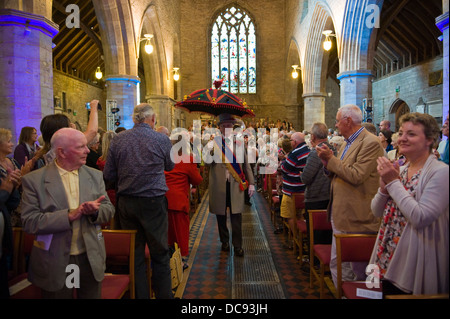 Brecon Jazz Festival 2013. Jährliche Jazz Gottesdienst in Brecon Kathedrale mit der unnachgiebig New Orleans Jazz Brass Band Stockfoto