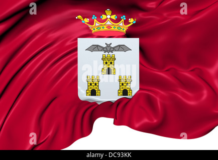 Flagge der Stadt Albacete, Spanien. Hautnah. Stockfoto