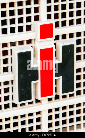 Dem Typenschild auf einem alten Vintage International Harvester Traktor Stockfoto