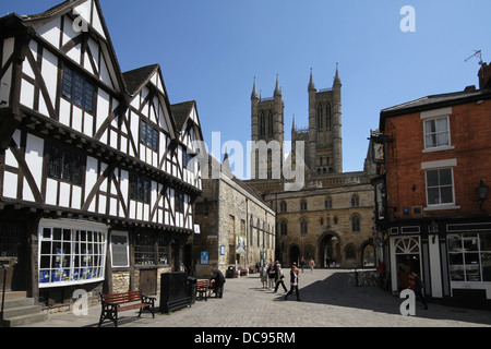 Kathedrale von Lincoln und Exchequergate vom Burgplatz, Lincoln Stockfoto