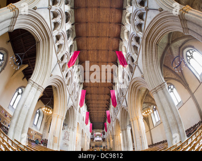 St Albans Cathedral in Hertfordshire, England - Innenraum fisheye 2 Stockfoto