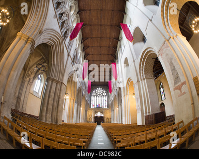 St Albans Cathedral in Hertfordshire, England - Innenraum fisheye 2 Stockfoto