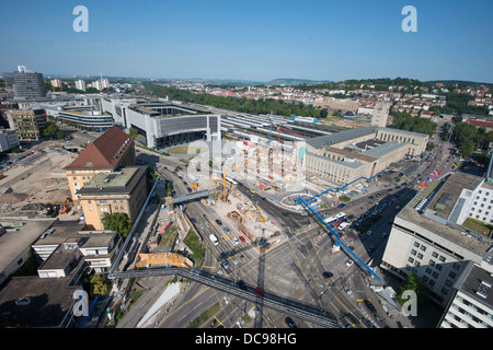 Stuttgart 21-Baustelle am Hauptbahnhof, LBBW Gebäude, Arnulf-Klett-Platz Stockfoto