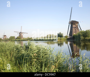 Traditionelle holländische Windmühlen Kinderdijk Niederlande Stockfoto