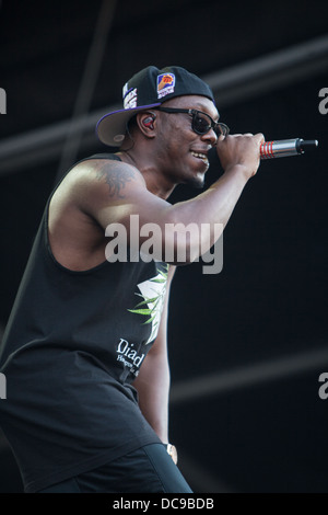 Der englische Rapper Ad Produzent Dizzee Rascal führt in Budapest während der Sziget Festival 2013 Stockfoto