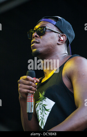 Der englische Rapper Ad Produzent Dizzee Rascal führt in Budapest während der Sziget Festival 2013 Stockfoto