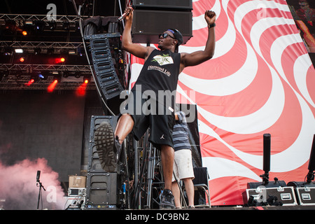 Der englische Rapper Ad Produzent Dizzee Rascal führt in Budapest während der Sziget Festival 2013 Stockfoto