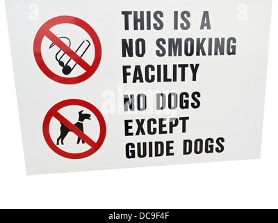 Nichtraucher, keine Hunde Warnung melden UK Stockfoto