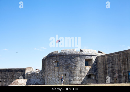 Der Runde Turm im Hurst Castle on Keyhaven spucken Hampshire.built von Henry V111 zur Abwehr der französisches Stockfoto