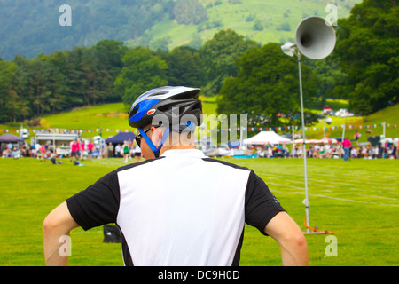 Radfahrer im Wettbewerb bei Ambleside Sports in The Lake District, Cumbria, England, UK Stockfoto