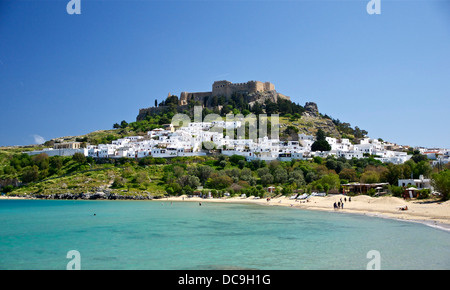 Burg (Akropolis) von Lindos, Insel Rhodos, Griechenland. Stockfoto