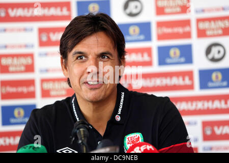 Cardiff, UK, im Bild Dienstag, 13. August 2013: Manager Chris Coleman Re: Football Association of Wales Pressekonferenz vor Wales internationale Freundschaftsspiel gegen Nordirland am St Davids Hotel, Cardiff, Südwales, UK. Bildnachweis: D Legakis/Alamy Live-Nachrichten Stockfoto