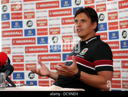 Cardiff, UK, im Bild Dienstag, 13. August 2013: Manager Chris Coleman Re: Football Association of Wales Pressekonferenz vor Wales internationale Freundschaftsspiel gegen Nordirland am St Davids Hotel, Cardiff, Südwales, UK. Bildnachweis: D Legakis/Alamy Live-Nachrichten Stockfoto