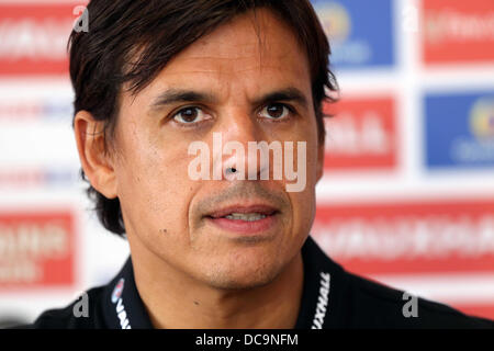 Cardiff, UK, im Bild Dienstag, 13. August 2013: Manager Chris Coleman Re: Football Association of Wales Pressekonferenz vor Wales internationale Freundschaftsspiel gegen Nordirland am St Davids Hotel, Cardiff, Südwales, UK. Bildnachweis: D Legakis/Alamy Live-Nachrichten Stockfoto