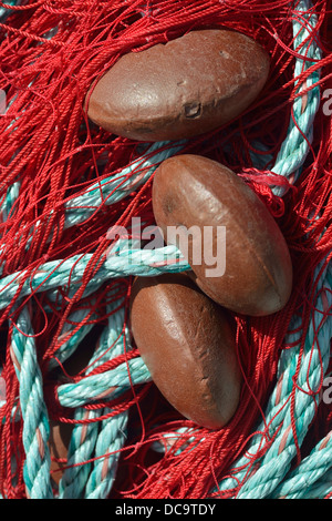 Fischernetze am Hafen von Ajaccio, Korsika, Frankreich Stockfoto