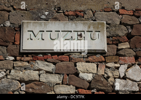 Apollonia, Illyrien, eine antike griechische Stadt in Albanien, Schilder museum Stockfoto