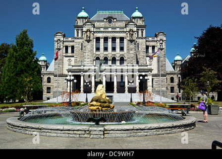 Brunnen hinteren British Columbia Gesetzgeber Gebäude Victoria BC Kanada Stockfoto