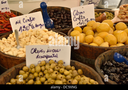 Lebensmittel-Markt, Ajaccio, Korsika, Frankreich Stockfoto