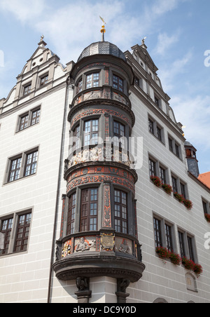 Rathaus Detail, Torgau, Sachsen, Deutschland Stockfoto