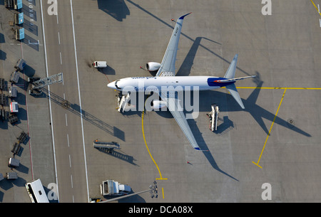 Luftaufnahme, Flugzeuge am Terminal 2, Flughafen Köln-Bonn Stockfoto