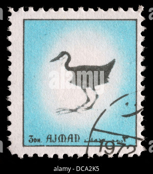 Stempel von Ajman gedruckt, zeigt Vogel, ca. 1972 Stockfoto