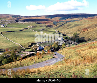 Blick über Ackerland und fiel, Darnbrook, Yorkshire Dales, North Yorkshire, England, UK, Großbritannien, Westeuropa. Stockfoto