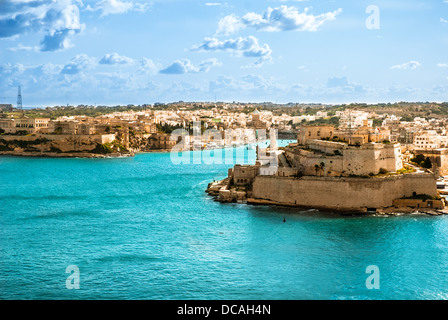 Blick auf Vittoriosa Hafen von Valetta Wand Stockfoto