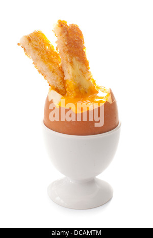 Toast-Stick getaucht, gekochtes Ei Stockfoto