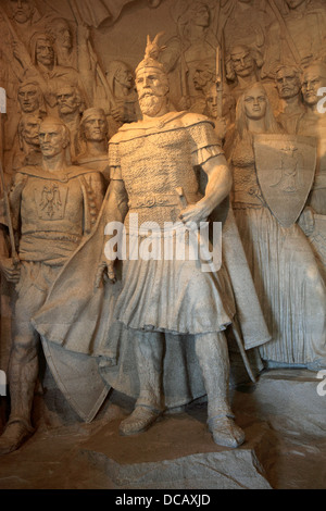 Kruja, Kruje, Albanien, Liga der Lesche Skulptur im nationalen Skanderbeg-Museum Stockfoto