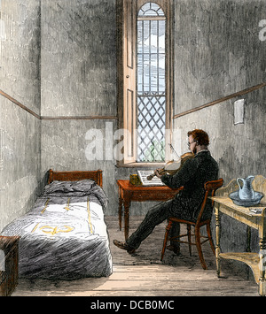 Patienten Spielen der Violine im Schlafsaal, Broadmoor kriminellen Irrenanstalt, London, 1860. Hand - farbige Holzschnitt Stockfoto