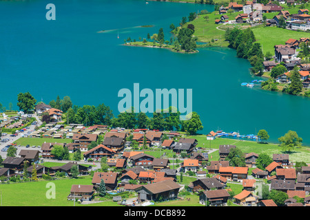 Blick auf Lungern und dem See entnommen Brunig Pass, Schweiz Stockfoto