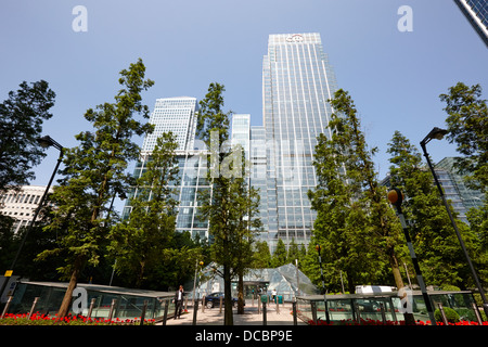 Canada Square Park und Citigroup Zentrum 33 und 25 Canada Square Kanarischen wharf London England UK Stockfoto