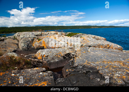 Rock-Formationen, Stoll Punkt Isle Royale National Park, Michigan, Vereinigte Staaten von Amerika Stockfoto