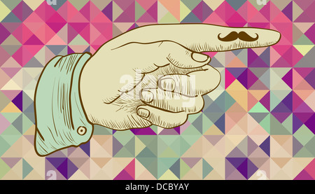 Vintage Hipster Symbole menschliche Hand Schnurrbart, Dreiecke Hintergrund. Vektor-Datei geschichtet für einfache Handhabung und individuelle Farbgebung. Stockfoto