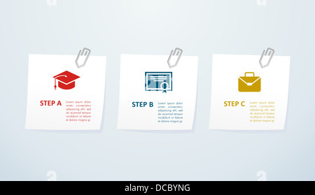 Pädagogischen Erfolg Info grafische Symbole Karriereschritte. Vektor-Datei geschichtet für einfache Handhabung und individuelle Farbgebung. Stockfoto