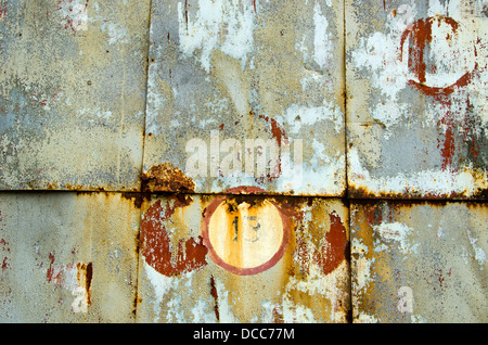 alte und Grunge Metall Zinn bemalten abstrakten Hintergrund Stockfoto