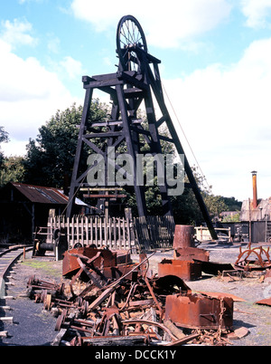 Grube Kopf Transportrad, Black Country Living Museum, Dudley, West Midlands, England, Vereinigtes Königreich, West-Europa. Stockfoto