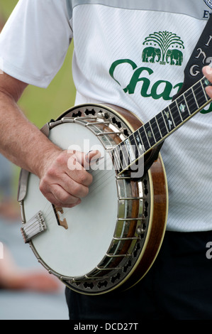 Banjo-Spieler bei Warwick Folk Festival, UK Stockfoto