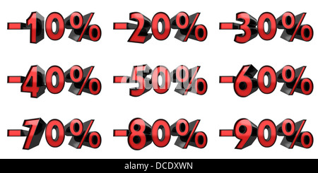 Prozent-Satz Rabatt (isoliert, fertig in 3d) Stockfoto