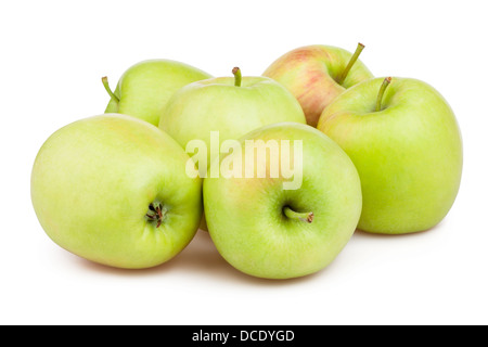 Äpfel-Gruppe auf weißem Hintergrund Stockfoto