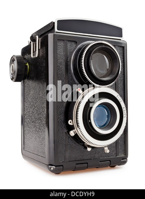 Kamera-Jahrgang auf weißem Hintergrund Stockfoto