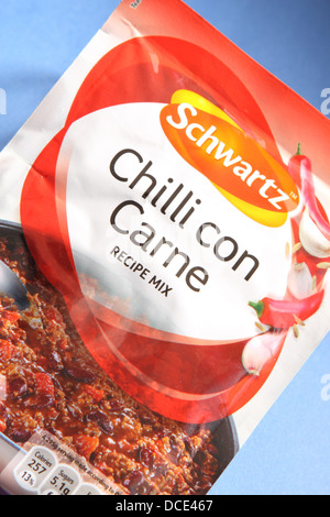 Schwartz Chili Con Carne Rezept Mischung Stockfoto