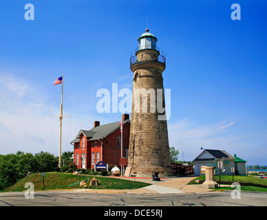 Eine klassische Eriesee Leuchtturm, Fairport Harbor Leuchtturm an einem schönen Tag In Fairport / Ohio, USA Stockfoto